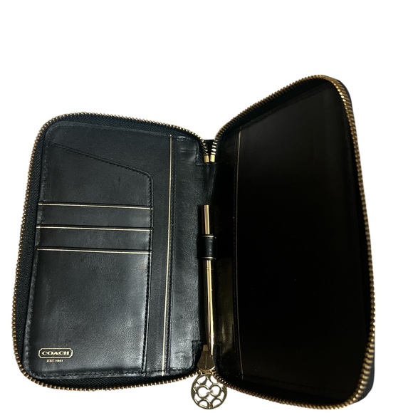 Black Embossed Coach Planner Organizer Agenda Zip Notebook - Picture 2 of 4
